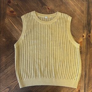 UNIQLO Mustard Yellow Mesh Sweater Vest